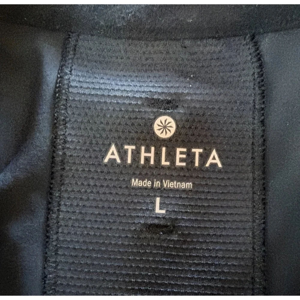Athleta Womens Large Black 1/2 Zip Pullover Athletic Top Thumbholes Running - Picture 3 of 11